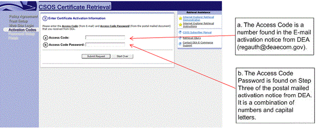 Access Code/Access Code Password Screenshot