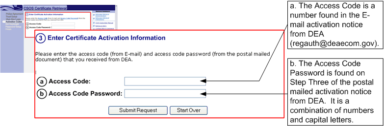 Access Code/Access Code Password screenshot